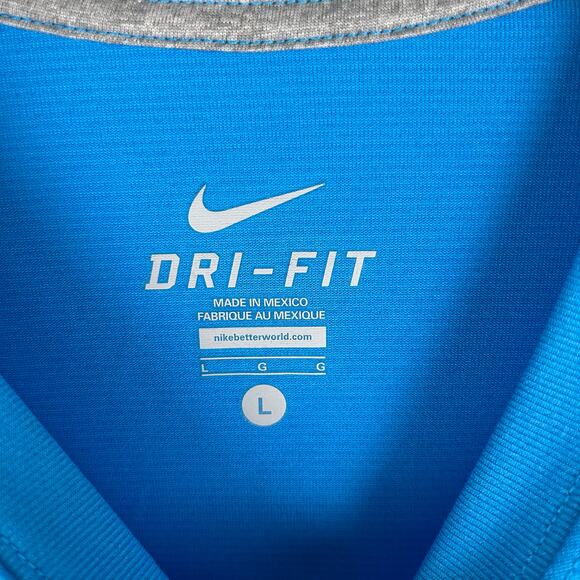 Nike Men's Dri-Fit Short Sleeve Shirt Size Large Blue Training Running - Picture 3 of 6
